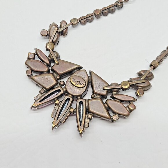 Sorrelli Bronze Necklace Spiky Purple Orange Rhinestone Statement Bib Retro - Picture 5 of 8